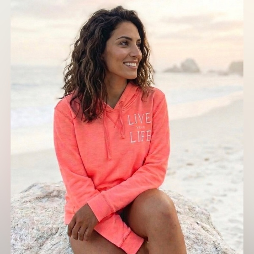 🦅 American Eagle Bright 'Live Your Life' Hoodie Med *DISCOUNTED SHIPPING